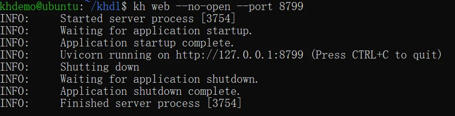 kh web 启动成功:Uvicorn running on http://127.0.0.1:8799(按 Ctrl+C 停止)